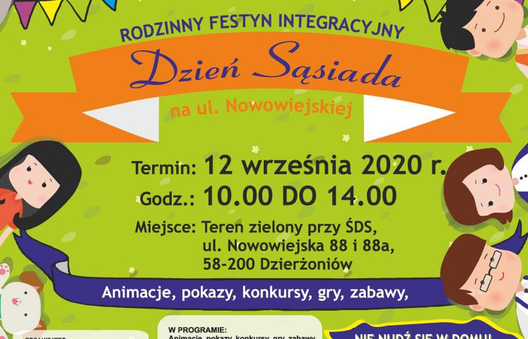 Zapraszamy na rodzinny festyn integracyjny „Dzień Sąsiada” organizowany przez Środowiskowy Dom Samopomocy w Dzierżoniowie. 