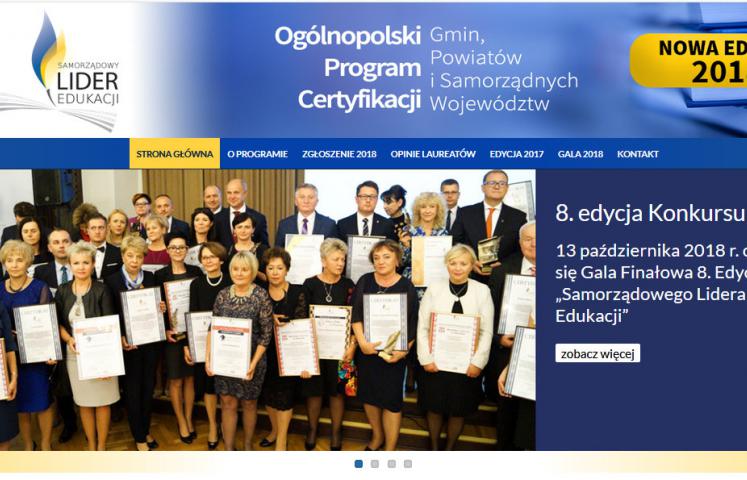 Nasze miasto znalazło się gronie sześćdziesięciu czterech nagrodzonych samorządów, otrzymało także specjalne wyróżnienie, przyznane za szczególną troskę o podnoszenie jakości nauczania. Fot: http://www.lider-edukacji.pl