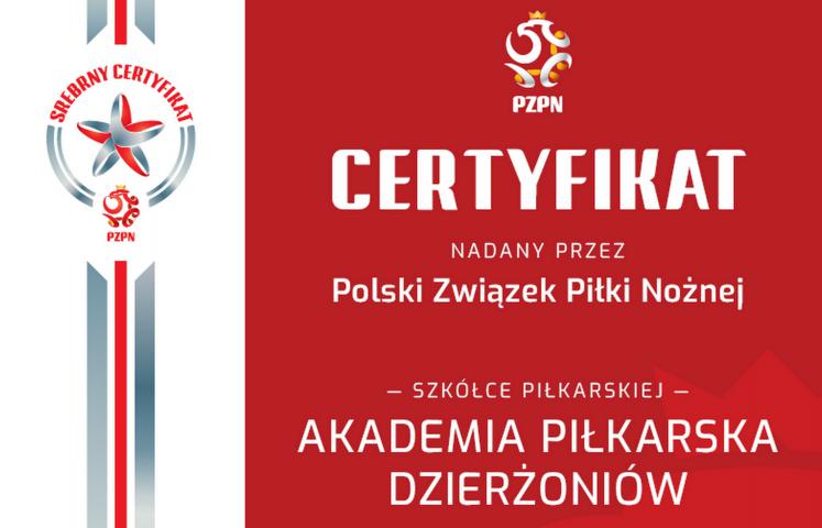 694 szkółki piłkarskie otrzymały Certyfikaty PZPN na jednym z trzech poziomów: złotym, srebrnym lub brązowym. Srebrny otrzymała Akademia Piłkarska Dzierżoniów.