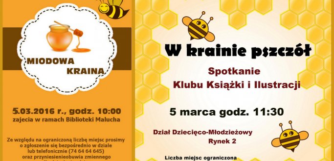 O pszczołach i o miodzie będzie mowa na sobotnich zajęciach dla młodych czytelników w Dziale Dziecięco-Młodzieżowym Miejsko-Powiatowej Biblioteki Publicznej w Dzierżoniowie. Jak co miesiąc w pierwszą sobotę maluchy spotkają się o godz. 10.00, a nieco starsi – o godz. 11.30.