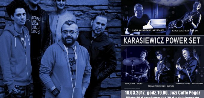 O swoich koncertach mówią jako o podróży w nieprzewidywalną rzeczywistość i nieustannym zaskakiwaniu samych siebie. Solidny groove, chwytliwe riffy i melodie, efektowne solówki na szpanerskich, starych klawiszach - zespół Karasiewicz Power Set zagra 18 marca w Jazz Caffe Pegaz promując swą debiutancką płytę "A Wave of Reservations".