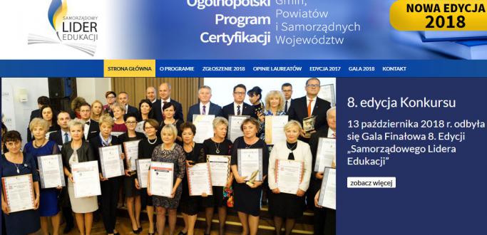 Nasze miasto znalazło się gronie sześćdziesięciu czterech nagrodzonych samorządów, otrzymało także specjalne wyróżnienie, przyznane za szczególną troskę o podnoszenie jakości nauczania. Fot: http://www.lider-edukacji.pl