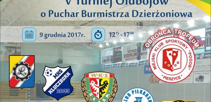 Sześć piłkarskich drużyn zmierzy się 9 grudnia w hali Ośrodka Sportu i Rekreacji w Dzierżoniowie w V Turnieju Oldbojów o Puchar Burmistrza Dzierżoniowa – OLDBOYS CUP 2017. Będą to: Lechia Dzierżoniów, Bielawianka Bielawa, MKS Kluczbork, Górnik Wałbrzych, WKS Śląsk Wrocław oraz ubiegłoroczny triumfator – Pogoń Pieszyce.